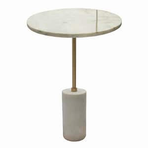 16.1 in. Brass Spray Round Marble End Table