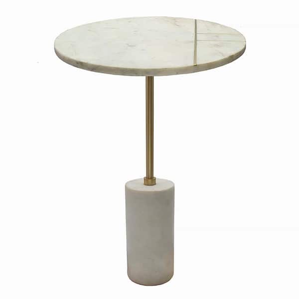 A & B Home 16.1 in. Brass Spray Round Marble End Table