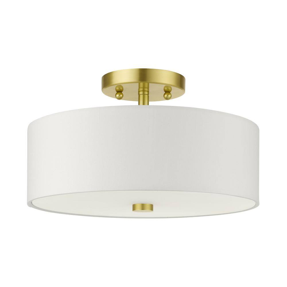 Meridian Satin Brass 2-Light LED Drum Semi-Flush Mount