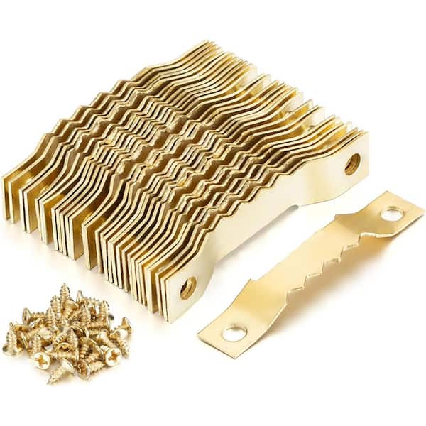 Adrinfly Gold Sawtooth Picture Hangers Hooks with Screws 30-Sets Small Durable for Frame Painting Photos Artwork 1-Pack