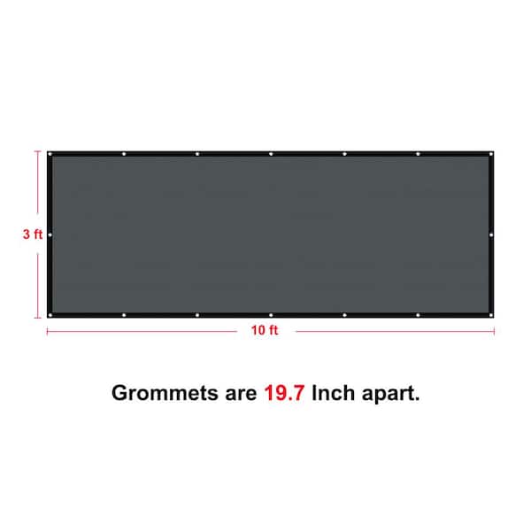Shatex 3 ft. x 10 ft. Privacy Fence Screen Heavy-Duty 90% Blockage Shade Cover Fencing Net for Wall Garden Gazebo Backyard Gray
