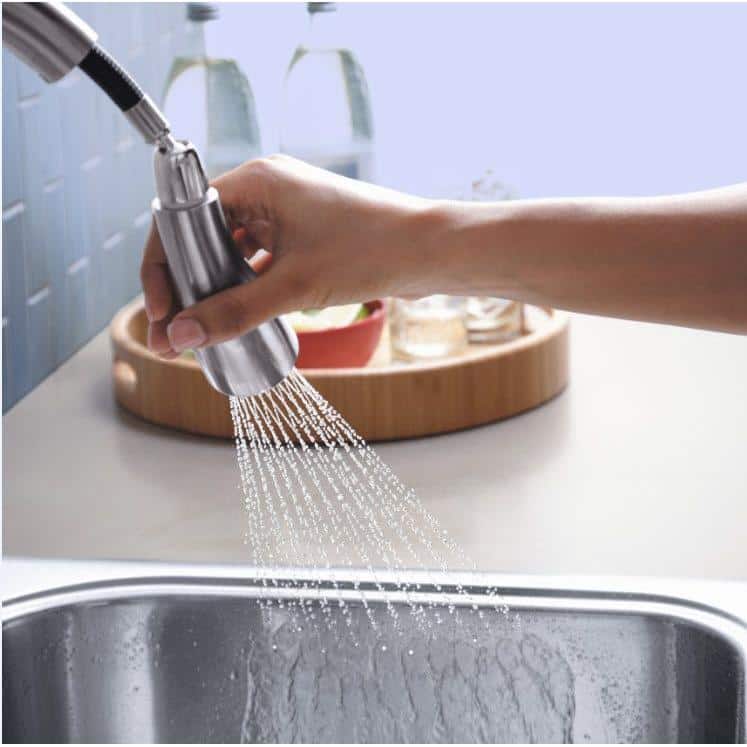 Vibrant Stainless Steel Pull-Down Kitchen Faucet with Soap Dispenser