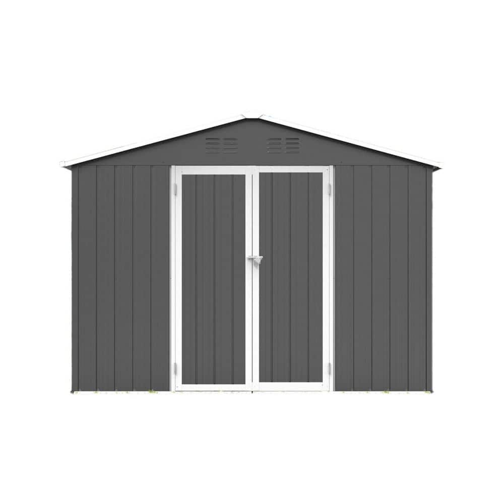 8.5 ft. W x 6.2 ft. D Gray Metal Outdoor Garden Storage Sheds with
