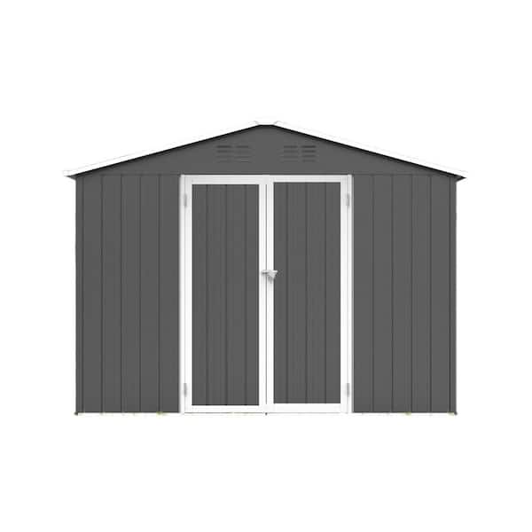 8.5 ft. W x 6.2 ft. D Gray Metal Outdoor Garden Storage Sheds with