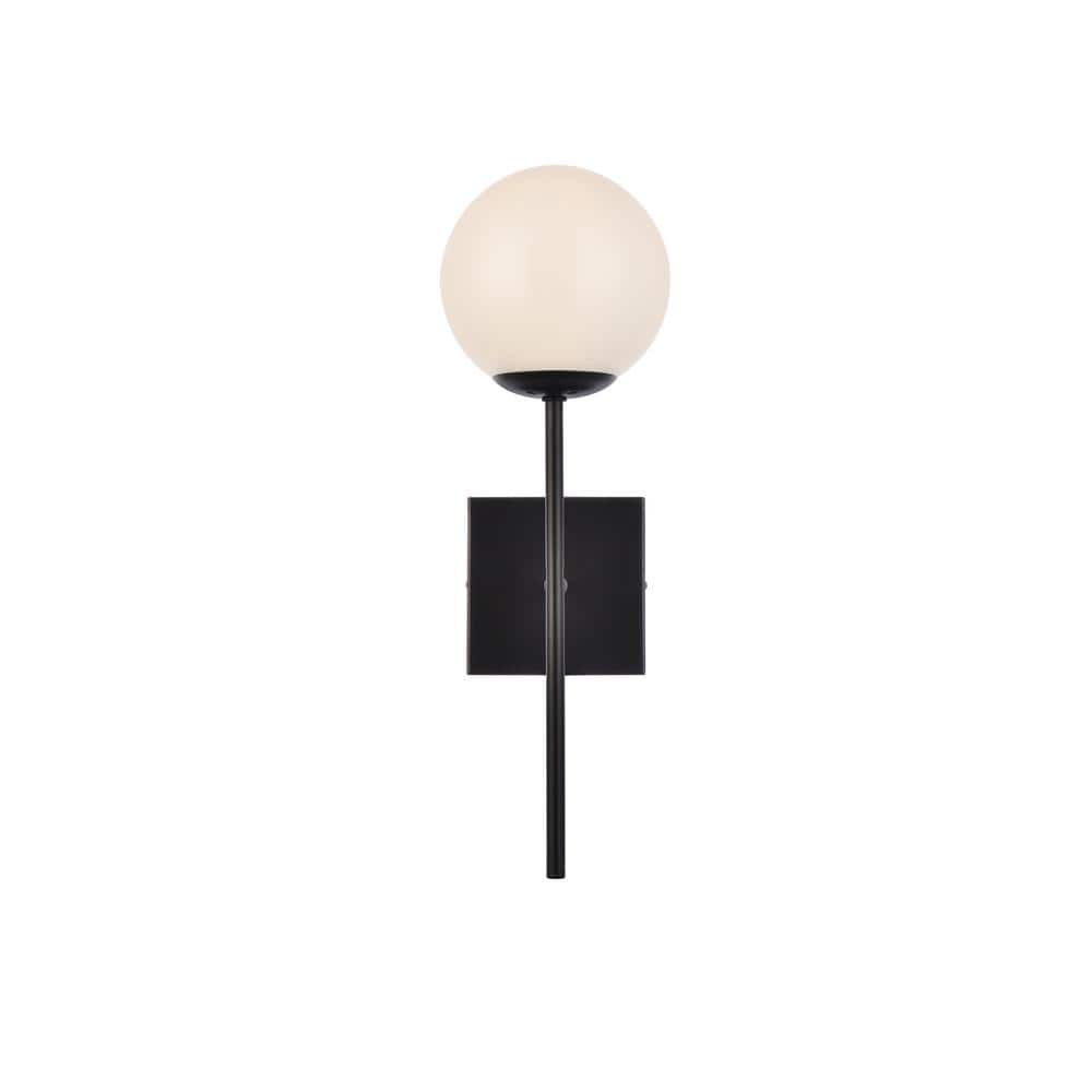 Home Living 5.9 in. 1-Light Black Vanity Light with Glass Shade
