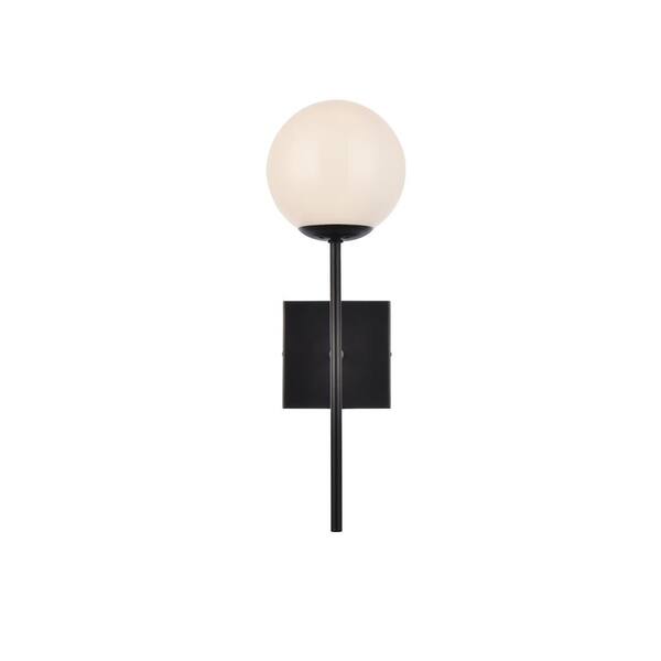 Unbranded Home Living 5.9 in. 1-Light Black Vanity Light with Glass Shade