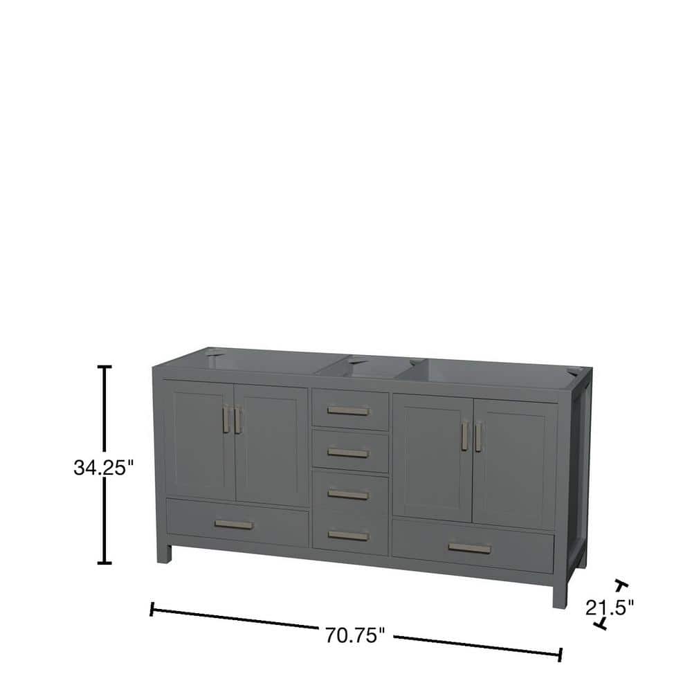 Sheffield 70.75" Elegant Dark Gray Double Bathroom Vanity Base