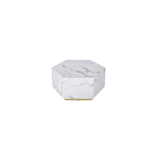 35.00 in. White Hexagon MDF Coffee Table