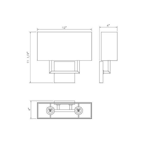 Unbranded - Saxon 12 inch Matte Black 2 Light Wall Sconce with White Fabric Shade