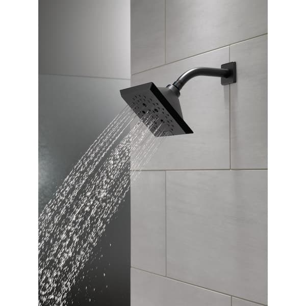 Pivotal 5-Spray Patterns 1.75 GPM 5.81 in. Wall Mount Fixed Shower Head with H2Okinetic in Matte Black
