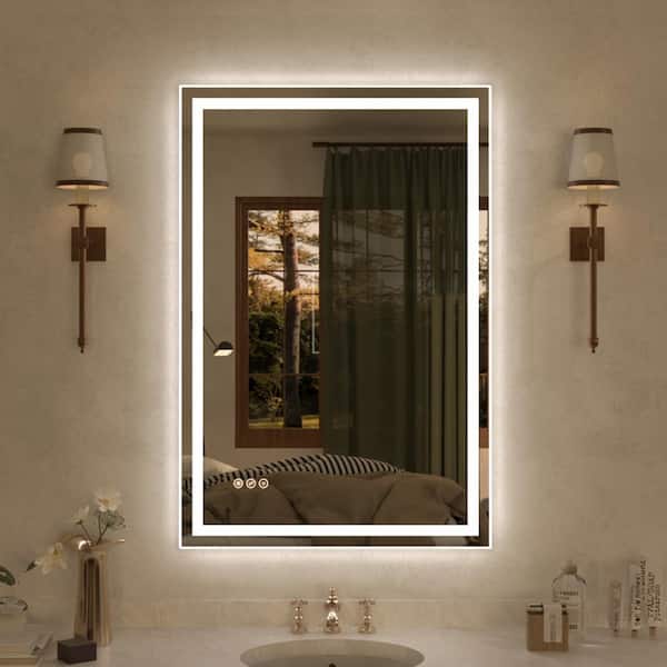 Hermitage Bath Spring 24 in. W x 36 in. H Rectangular Frameless LED Wall Bathroom Vanity Mirror