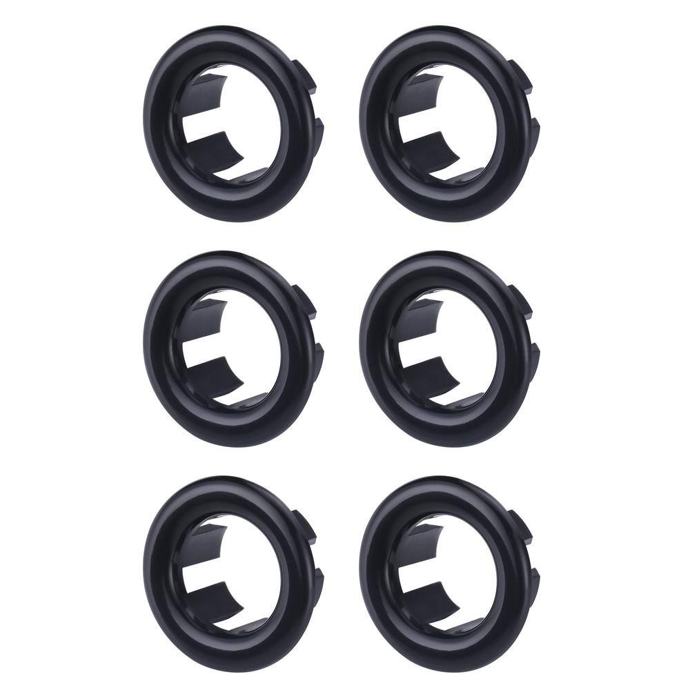 1.2 in. Sink Basin Trim Overflow Cover Plastic Insert in Hole Round Caps in Black (6-Pack) price history on PriceWatchPro