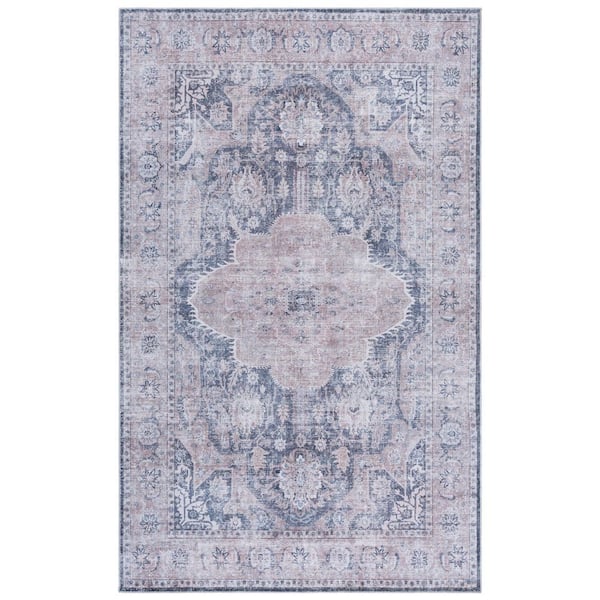 SAFAVIEH Arizona Sage/Gray 3 ft. x 5 ft. Machine Washable Distressed Traditional Medallion Area Rug