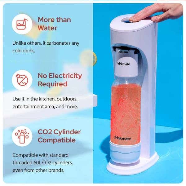 DrinkMate Classic White Sparkling Water and Soda Maker Machine