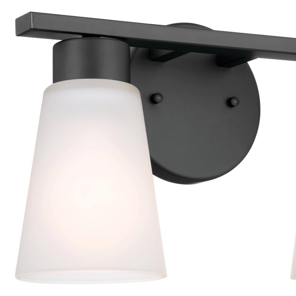 Black Steel 2-Light Vanity with Glass Shades