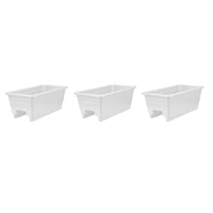 Heavy-Duty 24 in. W White Plastic Akro Deck Rail Box Planter with Plugs (3-Pack)
