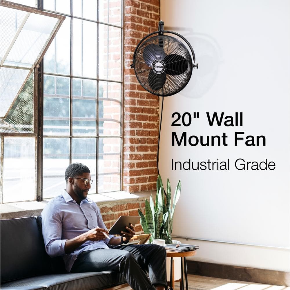Air King 20-Inch Black Steel Wall Mounted Fan