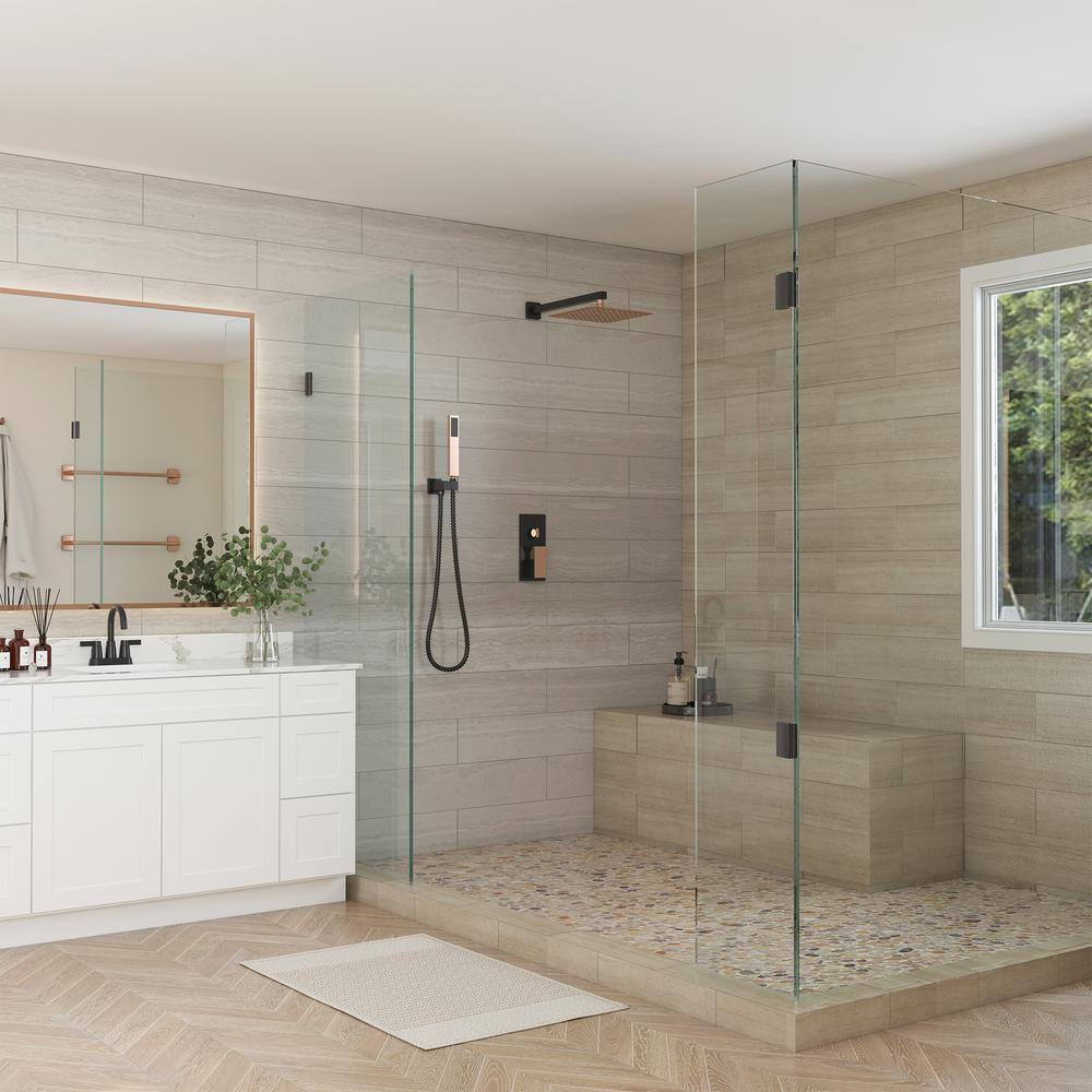 Gold and Black Wall Mounted Rain Shower System with Handheld