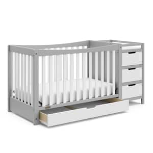 Remi Pebble Gray/White 4-in-1-Convertible Crib and Changer