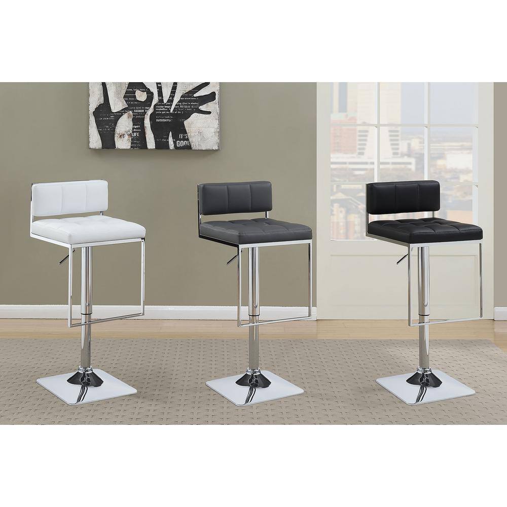 Gray Adjustable Faux Leather Bar Stool with Chrome Base