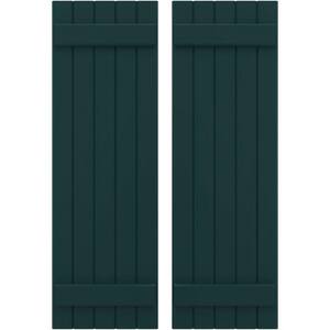 17-1/2 in. W x 37 in. H Americraft 5 Board Exterior Real Wood Joined Board and Batten Shutters Thermal Green