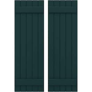 17-1/2 in. W x 38 in. H Americraft 5 Board Exterior Real Wood Joined Board and Batten Shutters Thermal Green