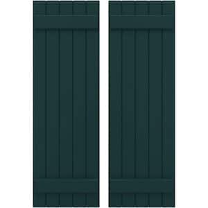 17-1/2 in. W x 76 in. H Americraft 5-Board Exterior Real Wood Joined Board and Batten Shutters in Thermal Green