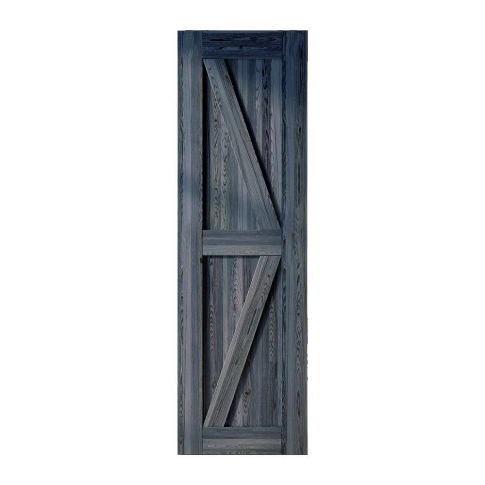 20 in. x 84 in. K-Frame Navy Solid Natural Pine Wood Panel Interior Sliding Barn Door Slab with Frame price history on PriceWatchPro
