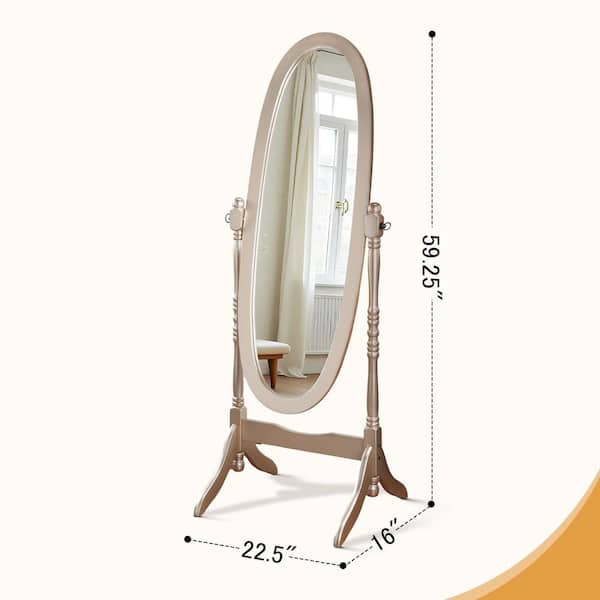 GOGEXX Queen Anne Style Gold 16 in. W x 59.25 in. H Floor Mirror