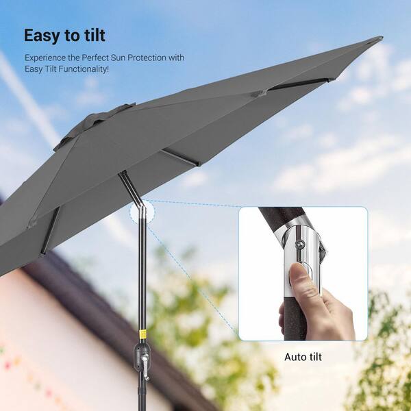 9 ft auto tilt round patio umbrella 9FT with This style offers the user 9 Foot Auto-Tilt Market Umbrella