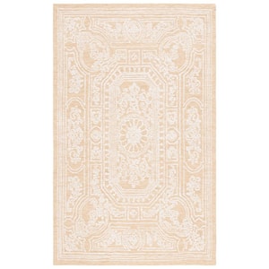 Ebony Ivory/Gold Doormat 3 ft. x 5 ft. Traditional Area Rug