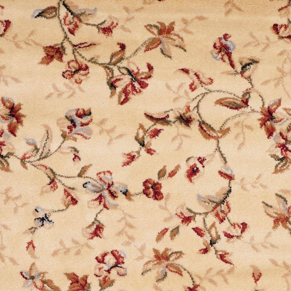 Ivory Beige Floral Safavid Style Rectangular Area Rug