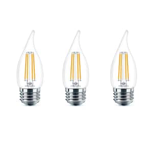 40-Watt Equivalent B11 Dimmable Edison Glass LED Candle Light Bulb Bent Tip Medium Base Soft White (2700K) (3-Pack)