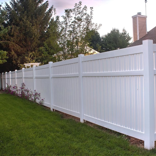 Davenport 6 ft. H x 8 ft. W White Vinyl Semi-Privacy Fence Panel Kit