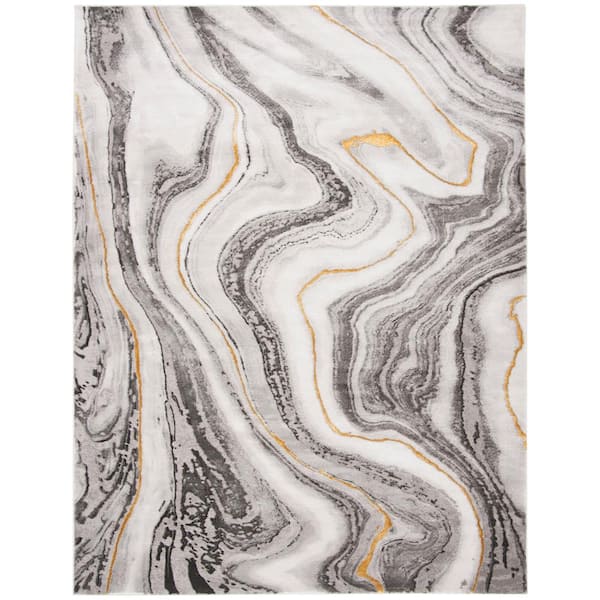 SAFAVIEH Craft Gray/Gold 12 ft. x 15 ft. Marbled Abstract Area Rug