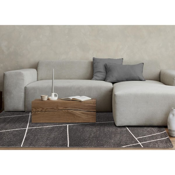 Sereni Collections 8 ft. x 11 ft. Grey Geometric, Stripes, Tribal/Southwestern Indoor Area Rug