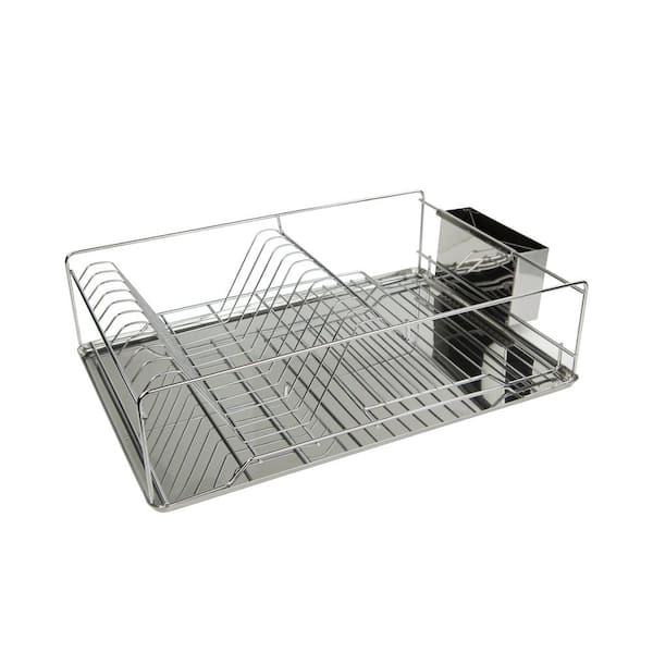 Home Basics Stainless Steel Dish Rack Tray In Chrome Dr10069 The Home Depot