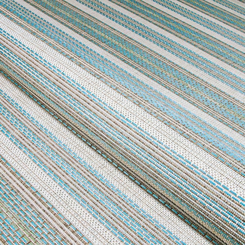 Monaco Blue Mist/Ivory Flat Woven Synthetic 4' x 5' Area Rug