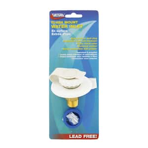 Flush-Mount Water Inlet - MPT Flange, Brass, White (Carded)