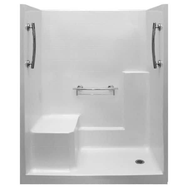 Ella Imperial 33 In X 60 In X 77 In 1 Piece Low Threshold Shower Stall In White Molded Seat 3004