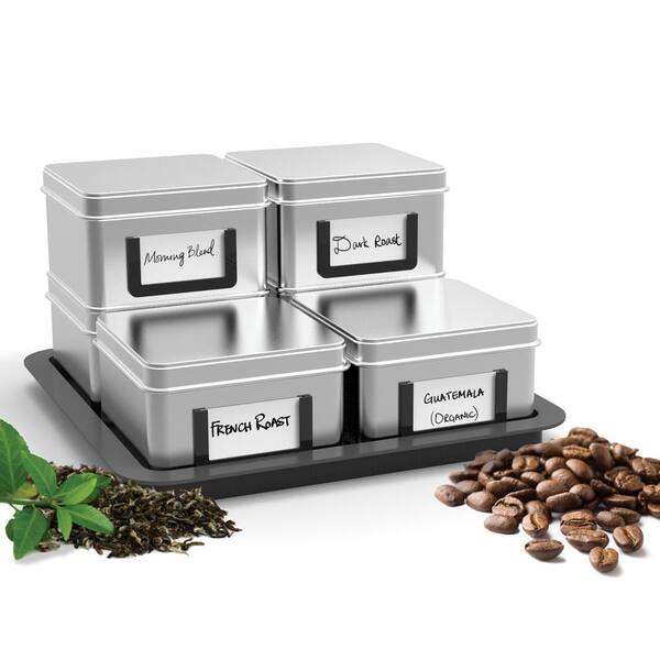 Mind Reader Stax Loose Leaf Tea/ Coffee Canisters with Tray Set (7-Piece)