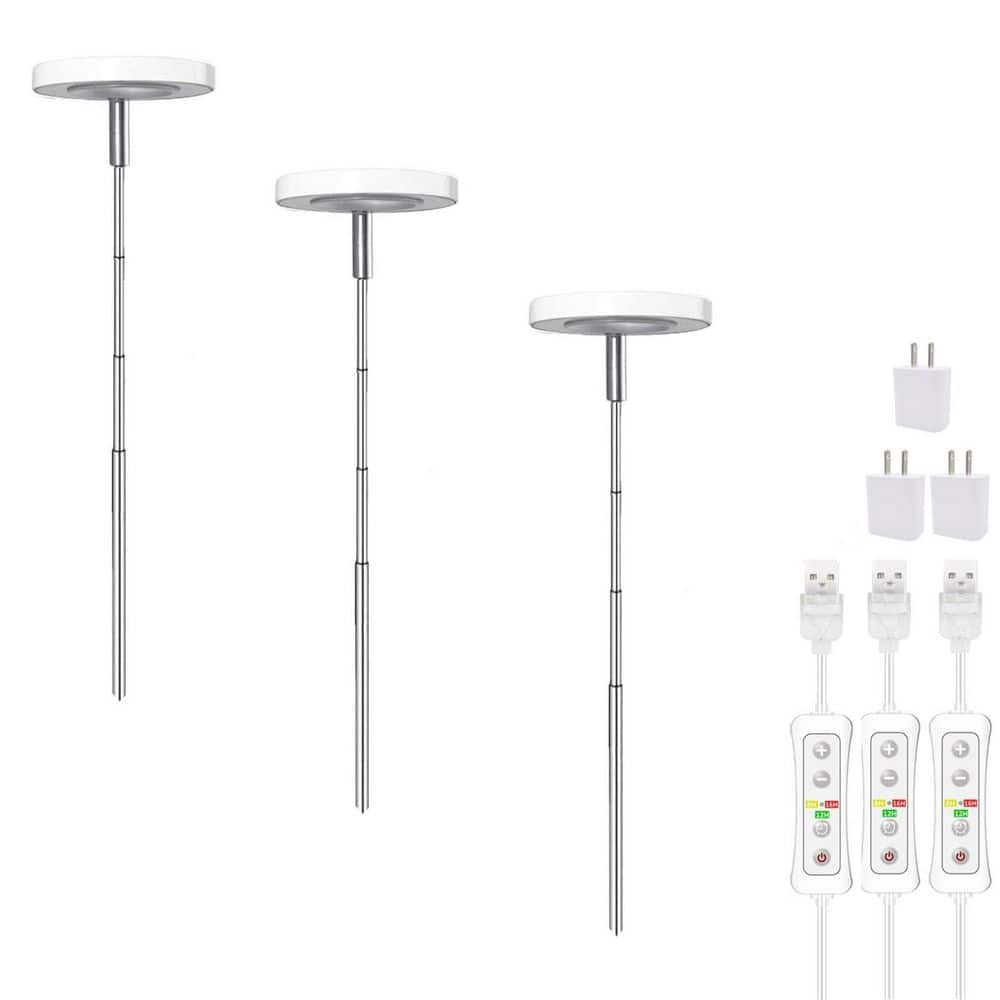 3-Pack 24 in. Height Adjustable White Grow Light, Full Spectrum for Indoor Plants, Automatic Timer, Warm Light price history on PriceWatchPro