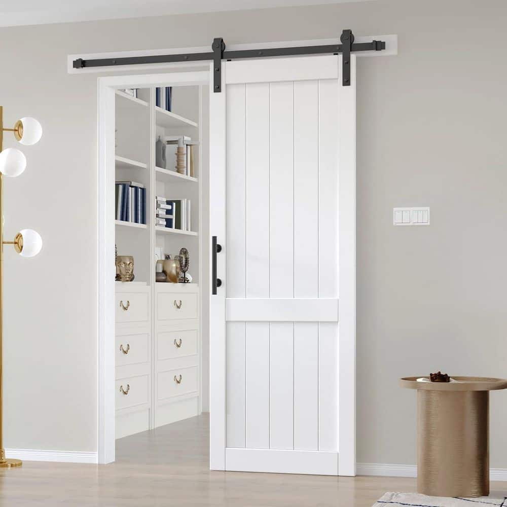 30" x 84" White Smooth Panel MDF Barn Door Kit