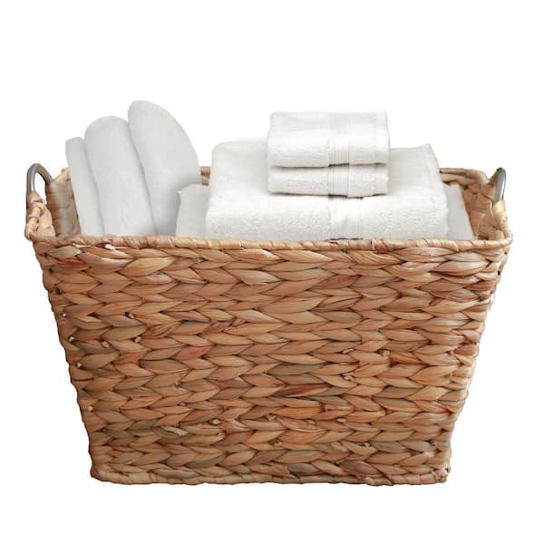 Vintiquewise Water Hyacinth Wicker Large Square Storage Laundry Basket with Handles