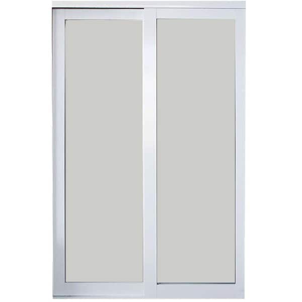 Contractors Wardrobe 48 in. x 81 in. Eclipse 1-Lite White Aluminum Frame Mystique Glass Interior Sliding Closet Door