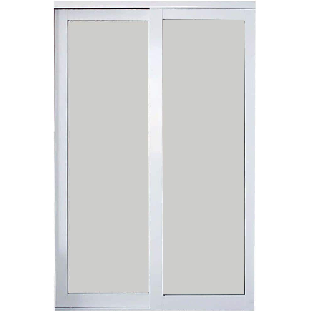 72 in. x 81 in. Eclipse 1-Lite White Aluminum Frame Mystique Glass Interior Sliding Closet Door price history on PriceWatchPro