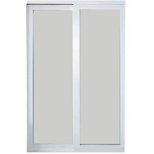 72 in. x 81 in. Eclipse 1-Lite White Aluminum Frame Mystique Glass Interior Sliding Closet Door