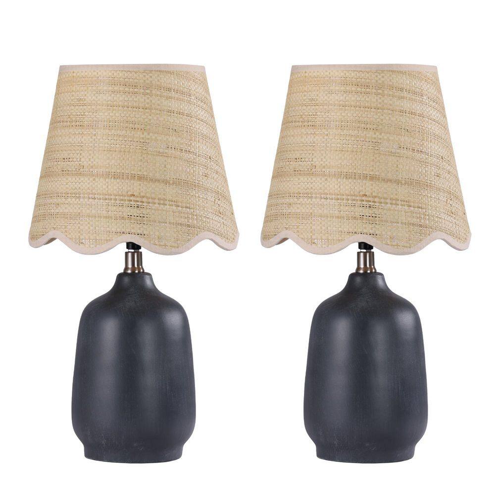 18.9 in. Black Bedside Table Lamp Set and With Bell Shade (Set of 2) price history on PriceWatchPro