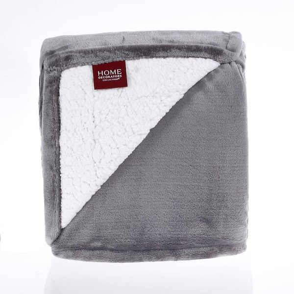 Home Decorators Collection Plush Gray Sherpa Throw Blanket ST50×60G - The Home  Depot