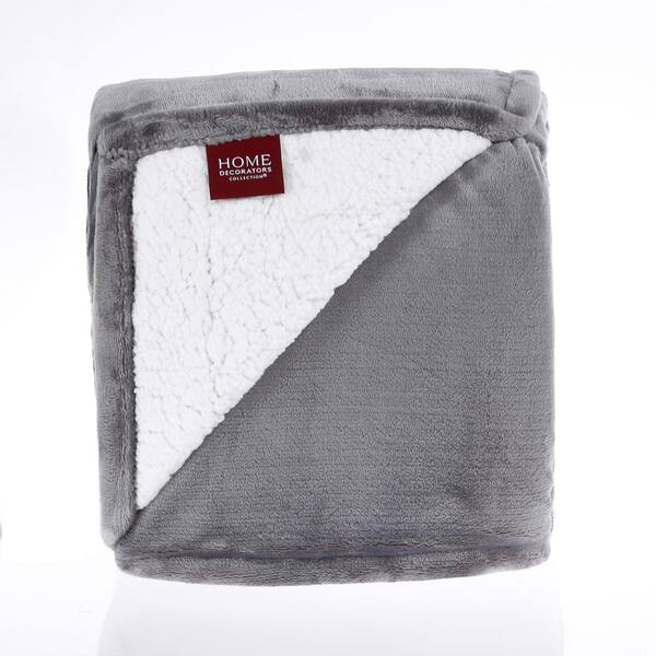 Home Decorators Collection Plush Gray Sherpa Throw Blanket ST50